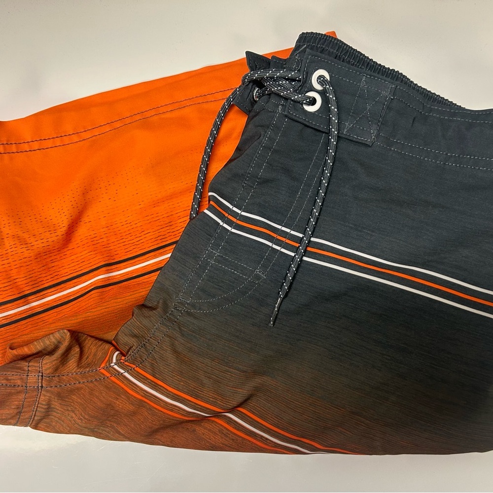George Gray, Orange, and White Swim Shorts